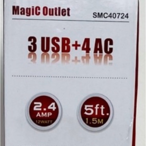 Huntkey 4 Outlets Surge Protector 3 USB Ports 5V/2.4A,5-Foot SMC 40724 Open Box - Picture 7 of 15